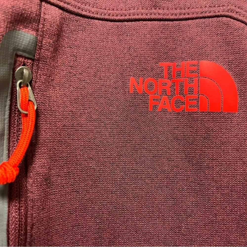 The North Face Men's Maroon Hoodie Jacket with Orange Accents